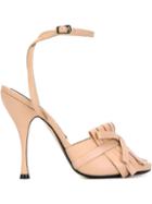 No21 Fringe Detail Buckle Sandals, Women's, Size: 39, Pink/purple, Nappa Leather/leather