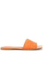 Bottega Veneta Squared Toe Flat Sandals - Orange