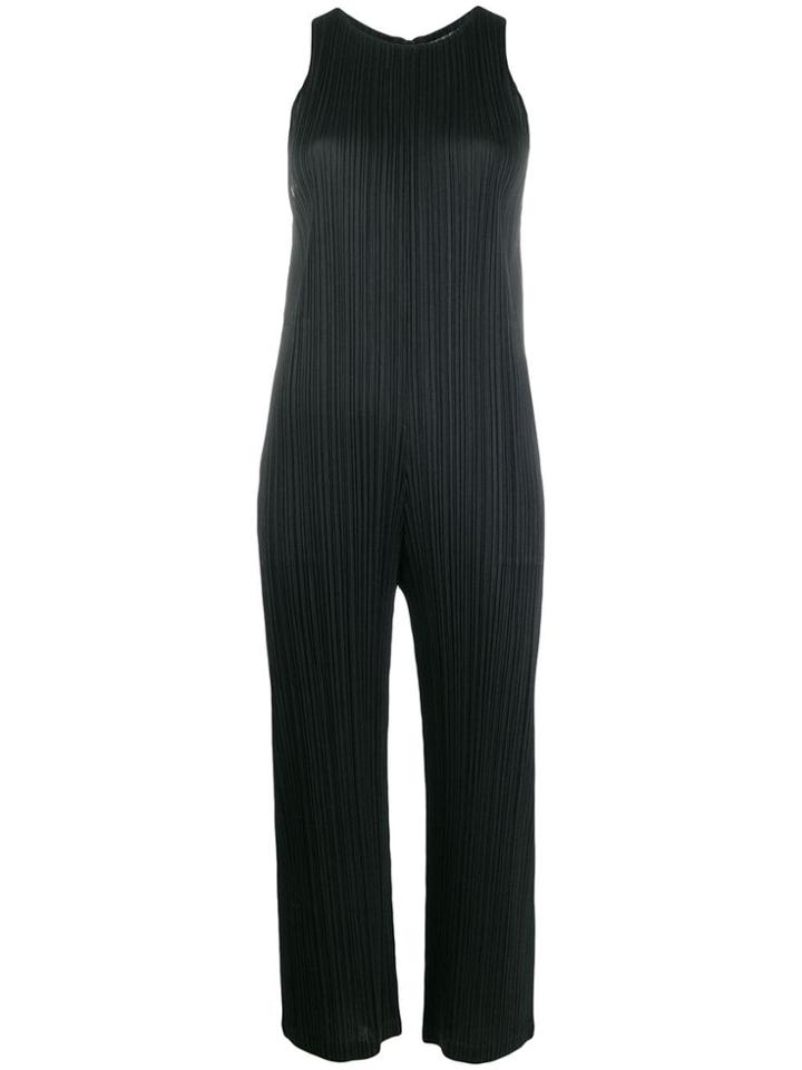 Pleats Please Issey Miyake Sleeveless Cropped Jumpsuit - Black