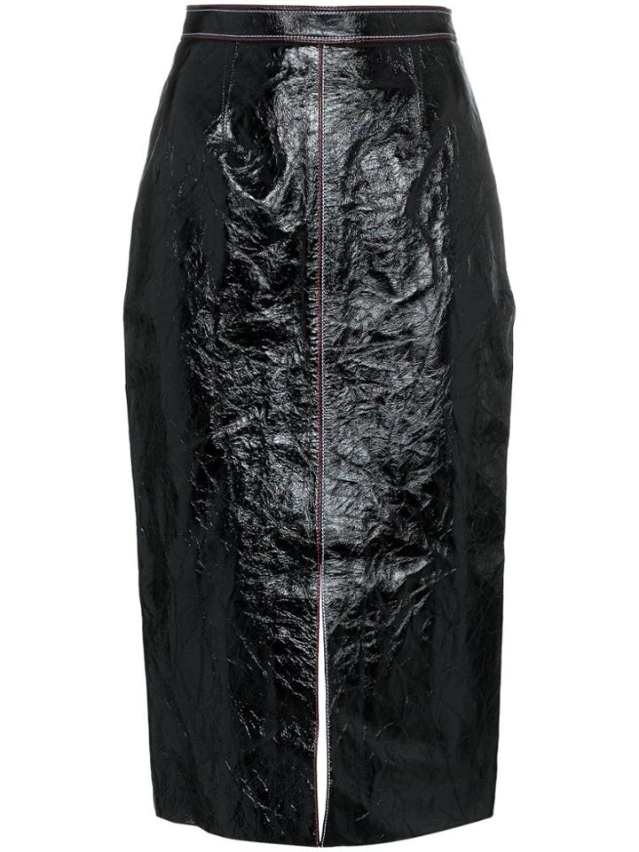 Roland Mouret Birch High Waist Fitted Leather Skirt - Black