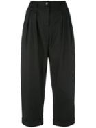 Moschino - Cropped Turn-up Trousers - Women - Cotton/acetate/viscose/other Fibres - 44, Black, Cotton/acetate/viscose/other Fibres