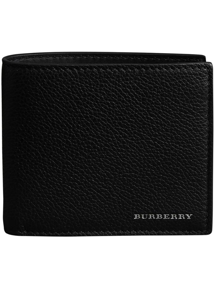 Burberry Grainy Leather International Bifold Coin Wallet - Black