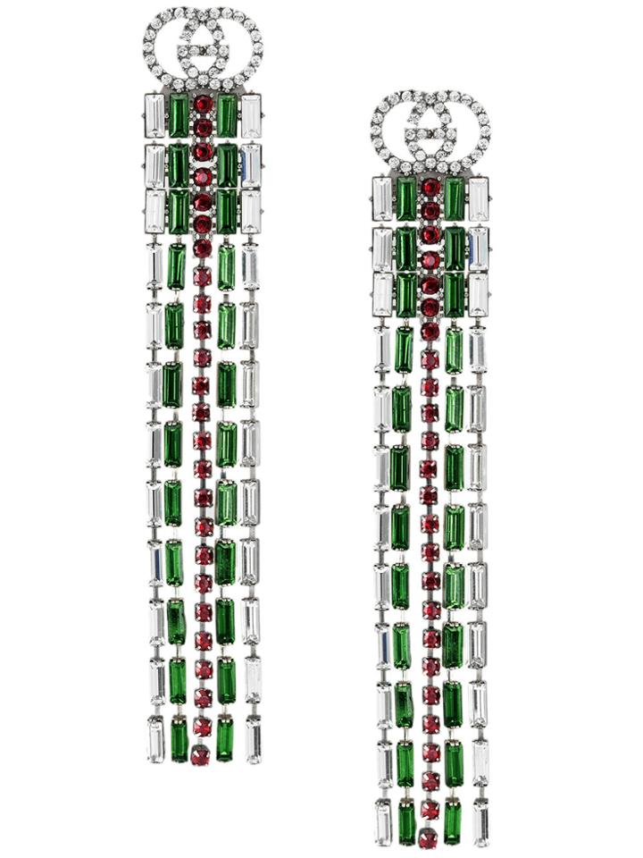 Gucci Crystal Web Drop Earrings - Metallic