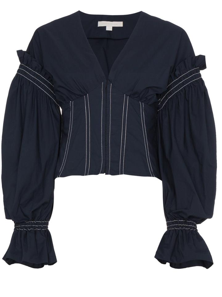 Jonathan Simkhai Corset Long Sleeve Blouse - Blue