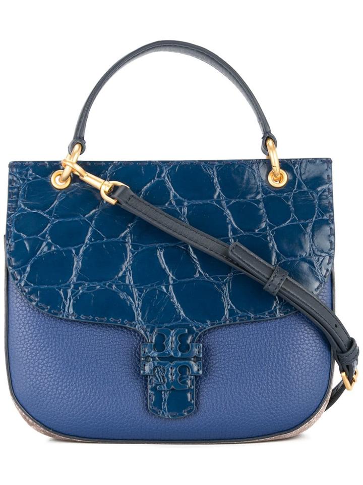Tory Burch Mcgraw Embossed Satchel - Blue