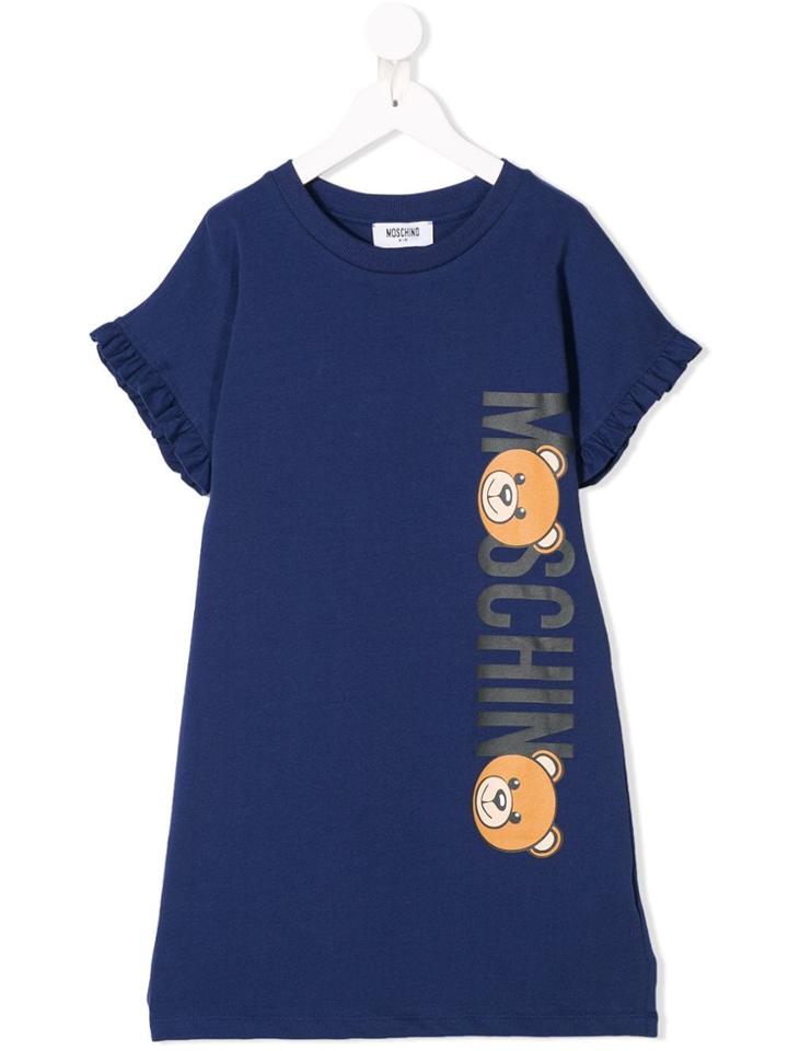 Moschino Kids Teddy Logo Shift Dress - Blue