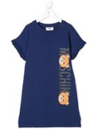 Moschino Kids Teddy Logo Shift Dress - Blue