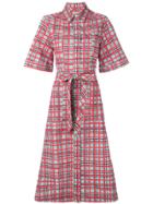 Burberry Painted Check Print Dress - Red