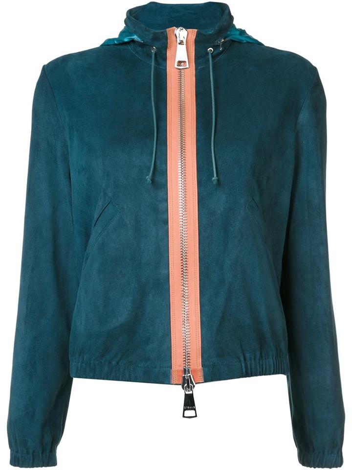 Stouls Hooded Jacket, Women's, Size: Medium, Blue, Suede