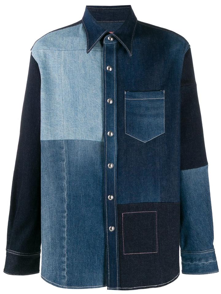 Acne Studios Recrafted Patchwork Denim Shirt - Blue