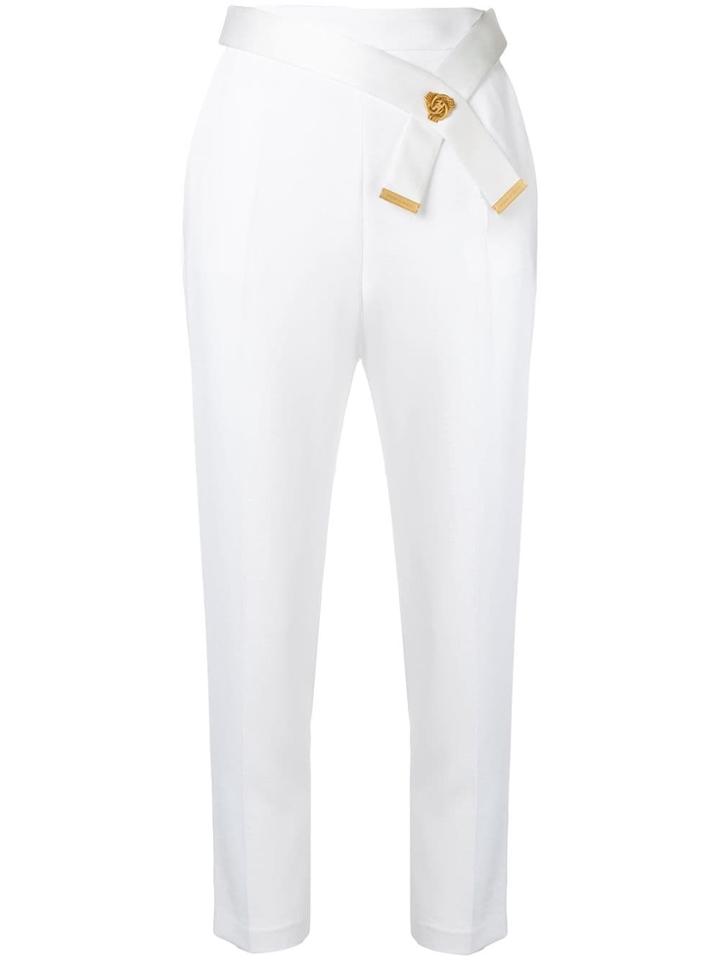 Elisabetta Franchi Belted Cigarette Trousers - White