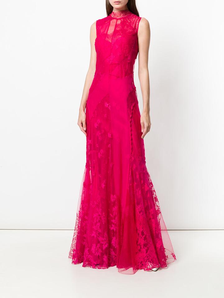 Givenchy Lace-embroidered Flared Dress - Pink & Purple