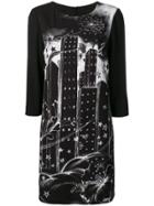Moschino Cityscape Print Dress - Black