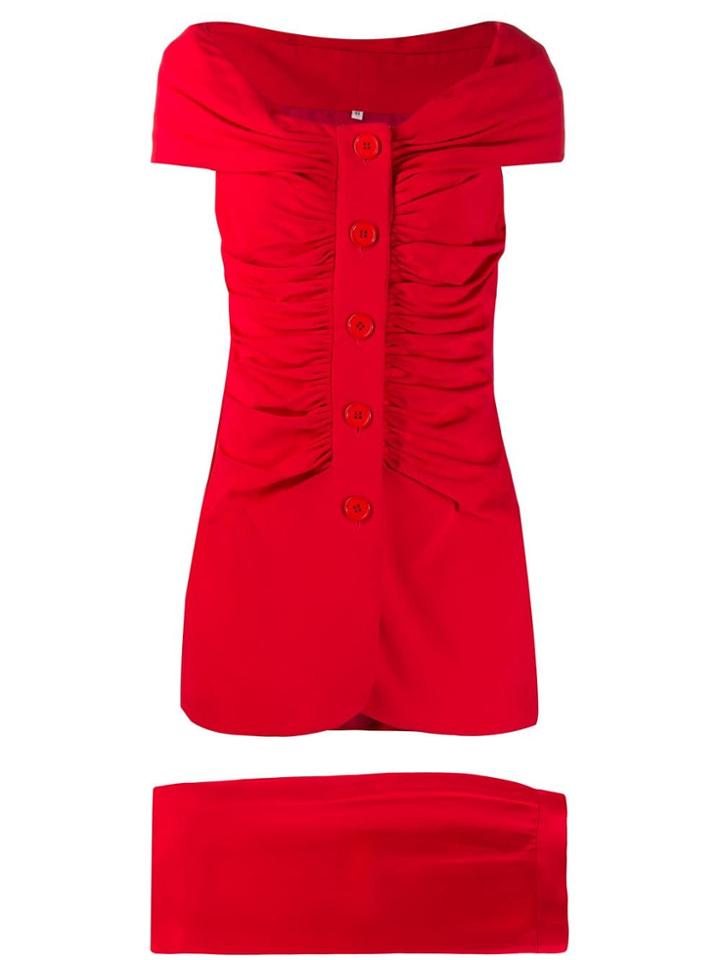 Gianfranco Ferre Vintage Gathered Skirt & Blouse Set