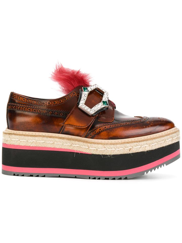 Prada Platform Brogues - Red