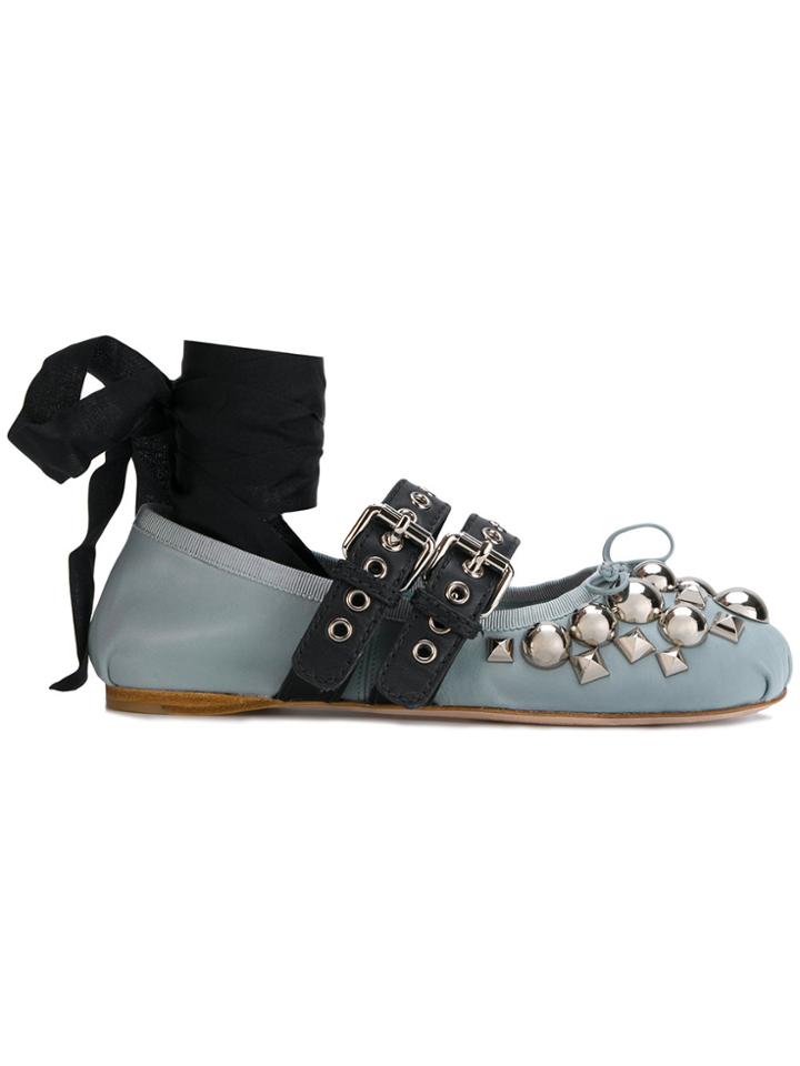Miu Miu Embellished Ballerinas - Blue