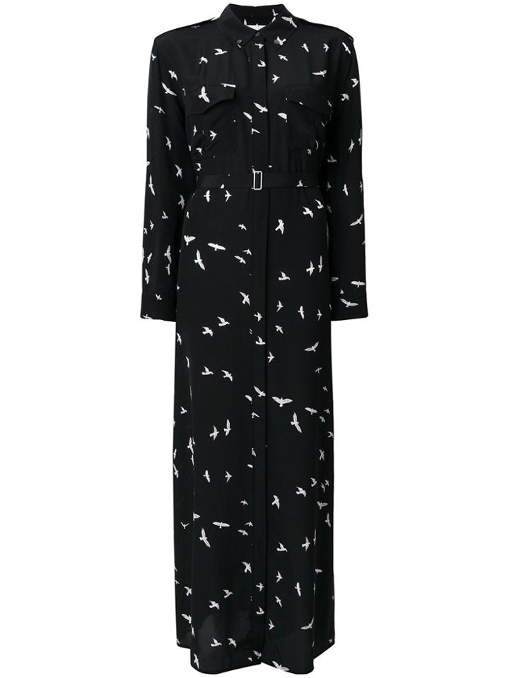 Equipment Long Bird Print Dress - Black