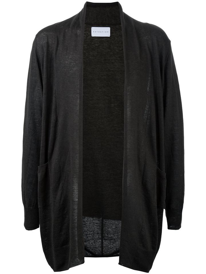 Estnation - Long Open Cardigan - Men - Linen/flax - M, Brown, Linen/flax