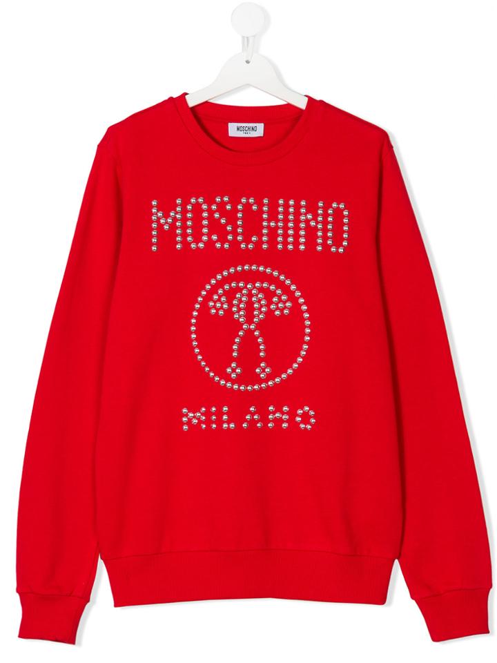 Moschino Kids Embellished Logo Sweater - Red