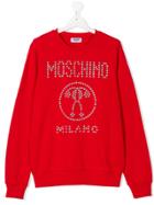 Moschino Kids Embellished Logo Sweater - Red