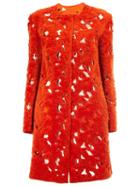 Giambattista Valli Single Breasted Coat, Women's, Size: 40, Yellow/orange, Silk/lamb Skin