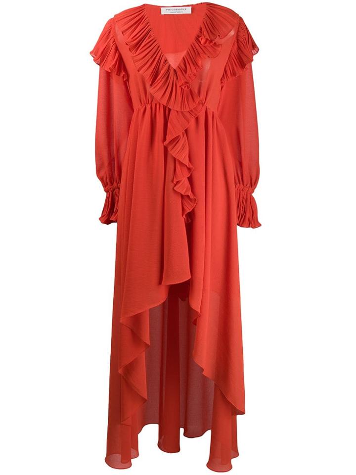 Philosophy Di Lorenzo Serafini Ruffled Asymmetric Dress - Orange