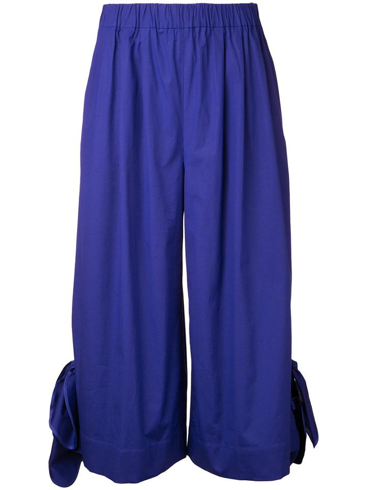 Msgm - Wide-legged Cropped Trousers - Women - Cotton/spandex/elastane - 42, Women's, Blue, Cotton/spandex/elastane