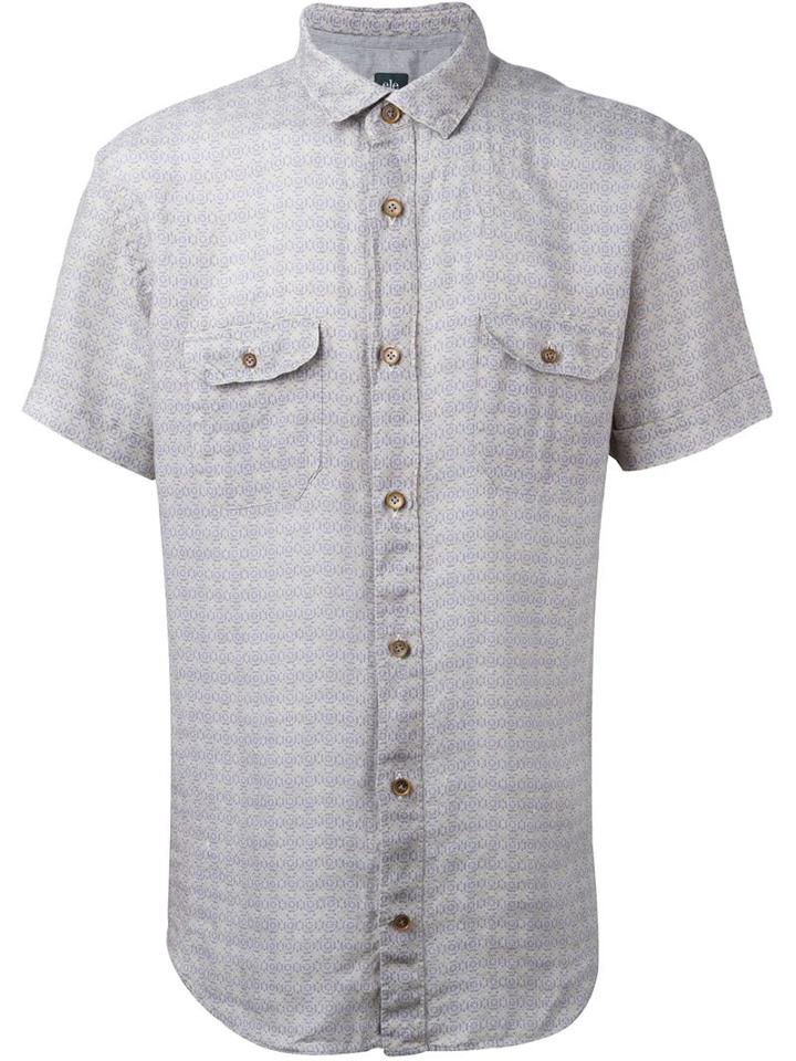 Eleventy Short Sleeve Shirt, Men's, Size: 43, Grey, Linen/flax