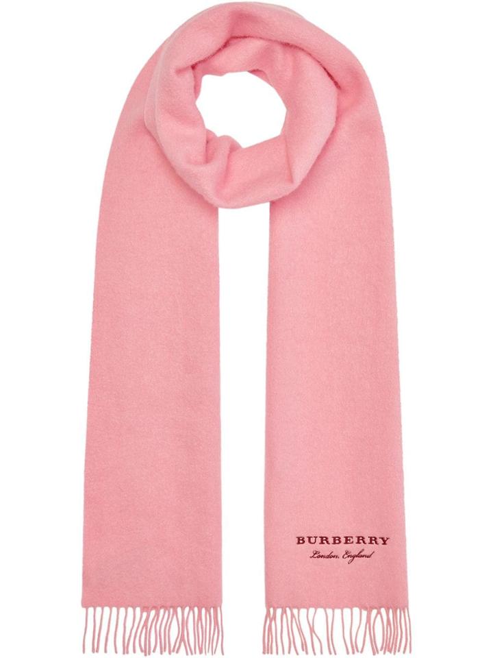 Burberry Embroidered Cashmere Fleece Scarf - Pink