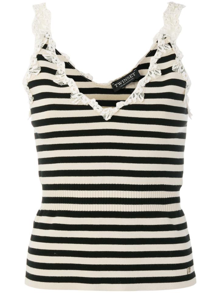 Twin-set Lace Trim Vest - Black