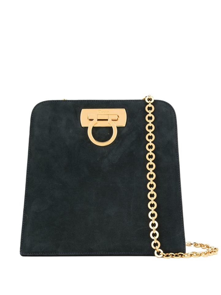 Salvatore Ferragamo Vintage Suede Gancini Chain Bag - Blue
