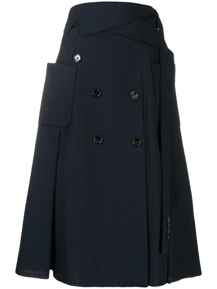 Golden Goose Button Trench Skirt - Blue
