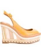 Valentino Garavani Wedge Sandals, Women's, Size: 39.5, Yellow/orange, Calf Leather/leather