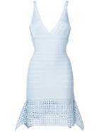 Hervé Léger Laser Cut Details Dress - Blue