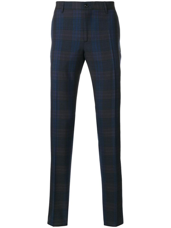 Etro Check Printed Trousers - Blue