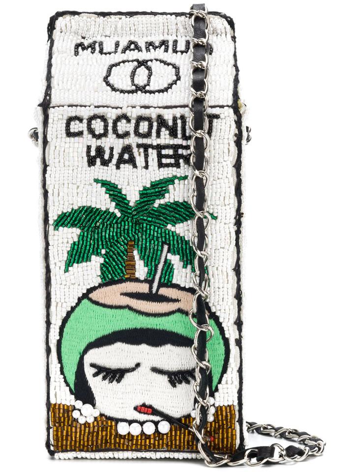 Mua Mua Beaded Coconut Water Carton Bag - White