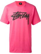 Stussy Logo Print T-shirt, Men's, Size: L, Pink/purple, Cotton
