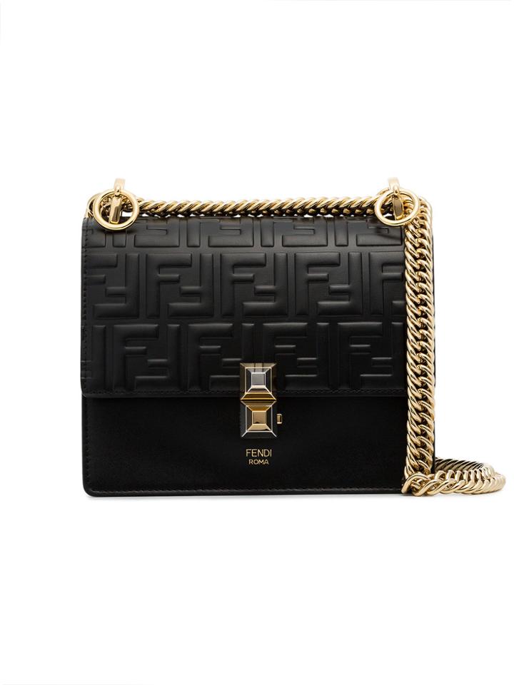 Fendi Black Kan I Small Leather Shoulder Bag
