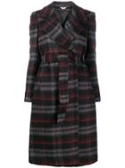 Liu Jo Checked Belted Trench Coat - Black