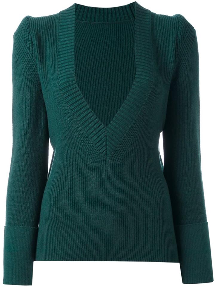 Sacai V-neck Jumper - Green