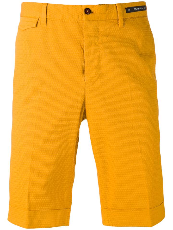 Pt01 - Cuffed Shorts - Men - Cotton/spandex/elastane - 48, Yellow/orange, Cotton/spandex/elastane