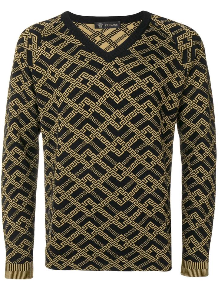 Versace Printed Knit Sweater - Black