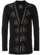 Laneus Embellished Button Down Cardigan, Men's, Size: 48, Black, Polyamide/viscose/aluminium/brass