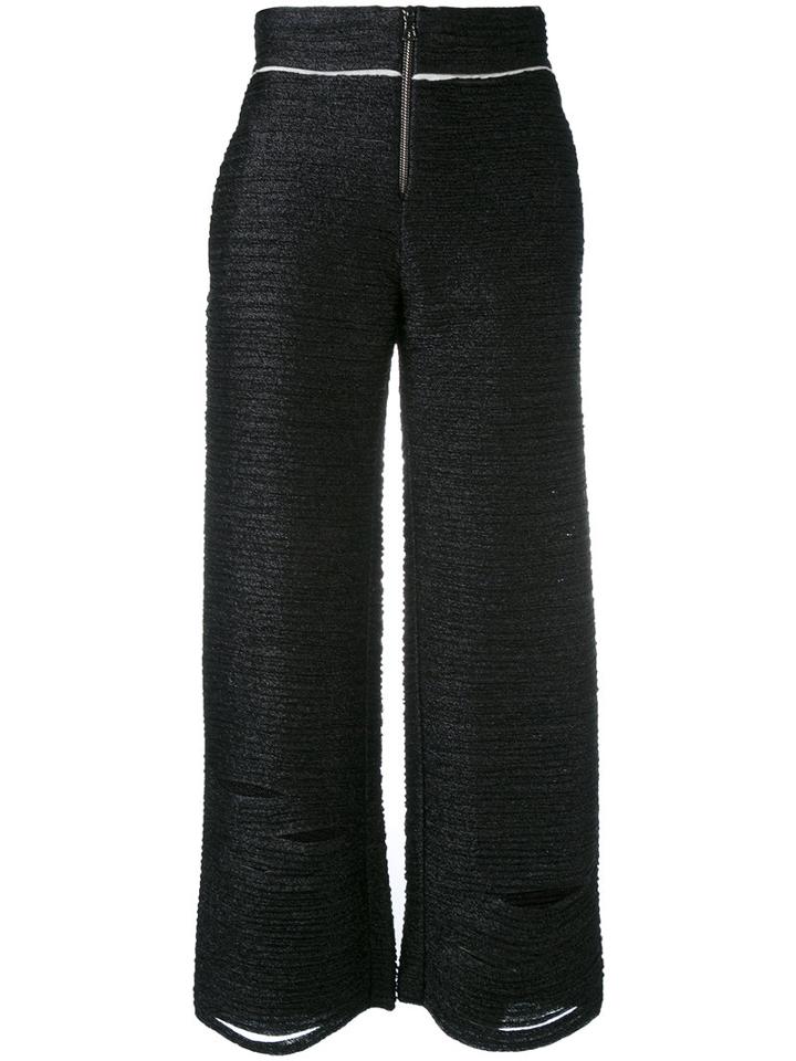 Aviù - Distressed Cropped Trousers - Women - Cotton/polyamide/polyester/spandex/elastane - 48, Black, Cotton/polyamide/polyester/spandex/elastane