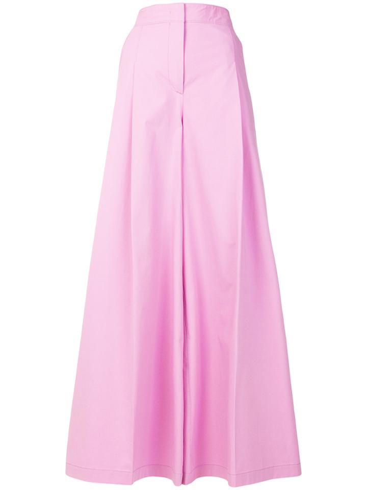 Msgm Pleat Detail Palazzo Trousers - Pink & Purple
