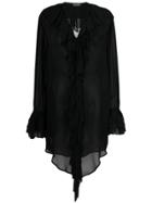 Twin-set Frill-trim Sheer Blouse - Black