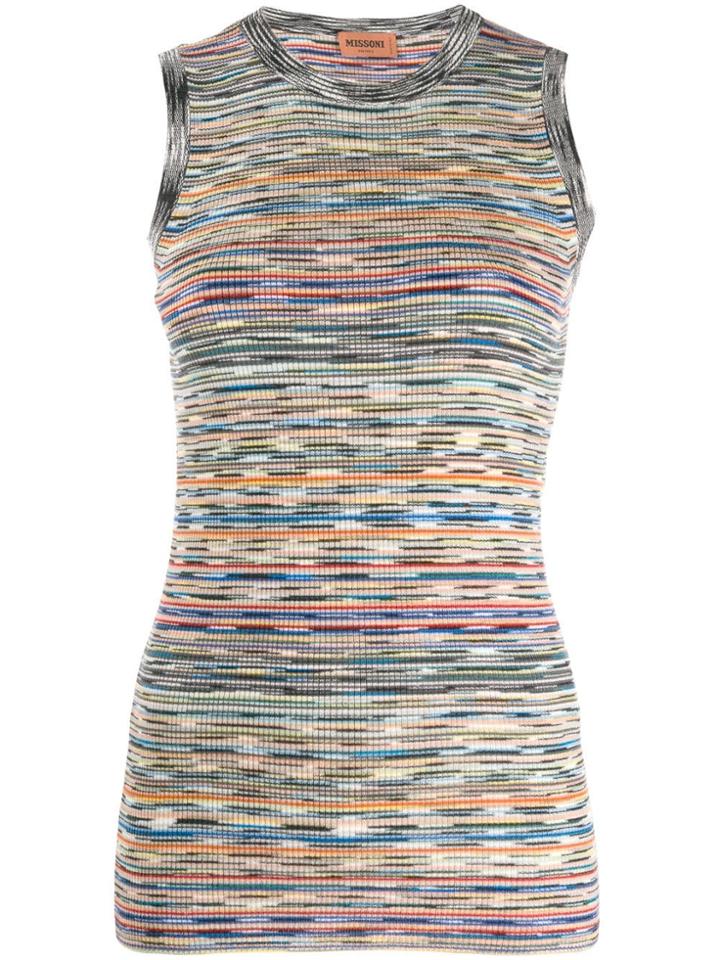Missoni Striped Ribbed Top - Black