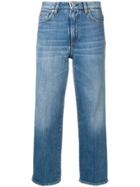 Two Denim Cropped Straight Leg Jeans - Blue