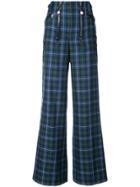 L'autre Chose Wide-leg Velvet Trousers - Blue