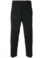 Neil Barrett Frayed Cuffs Cropped Trousers - Black